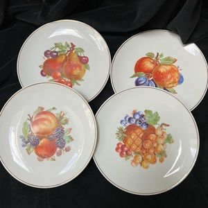 4 - Vintage Painted Porcelain Plates. E&R Golden Crown.